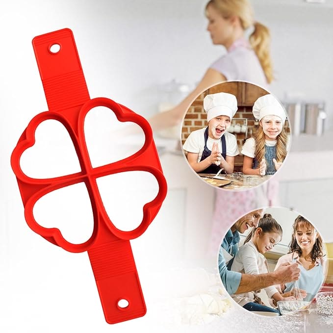 4 Heart Egg Pan Mold, Nonstick Egg Pancake Maker, Reusable Pancake Maker, Egg Ring Kitchen Cooking Baking Tool, Heart Maker Egg Cooker Pan, Flip Eggs Mold Kitchen Baking Accessories 4 Heart Egg Pan Mold, Nonstick Egg Pancake Maker, Reusable Pancake Maker, Egg Ring Kitchen Cooking Baking Tool, Heart Maker Egg Cooker Pan, Flip Eggs Mold Kitchen Baking Accessories
